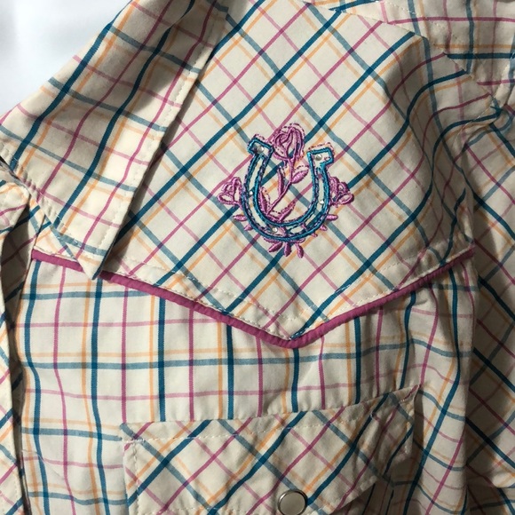 Bit & Bridle plaid snap button top size 2X - Picture 2 of 5